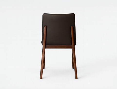 Antonia Solid Wood Dining Chair (Top Grain Leather), Dark Brown