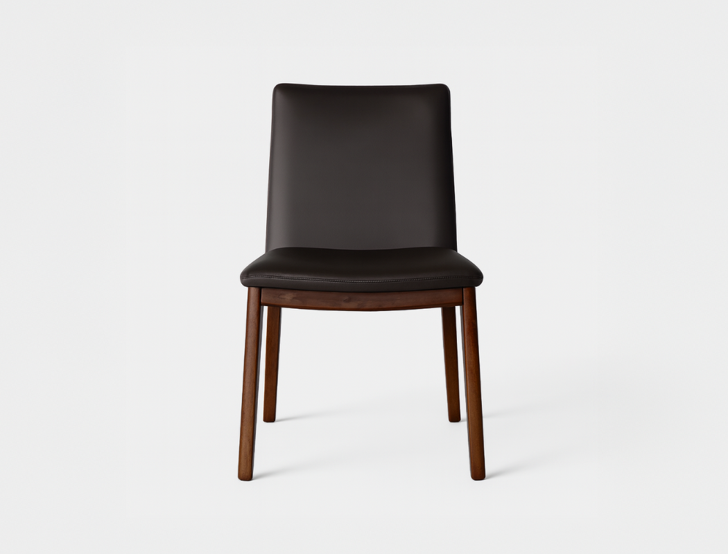 Antonia Solid Wood Dining Chair (Top Grain Leather), Dark Brown