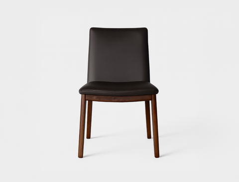Antonia Solid Wood Dining Chair (Top Grain Leather), Dark Brown