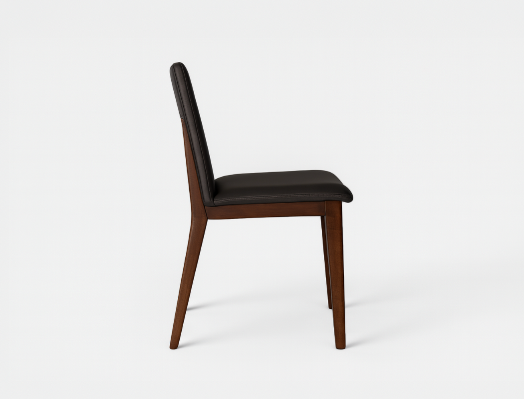 Antonia Solid Wood Dining Chair (Top Grain Leather), Dark Brown