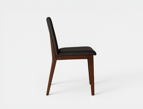 Antonia Solid Wood Dining Chair (Top Grain Leather), Dark Brown