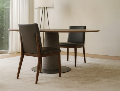 Antonia Solid Wood Dining Chair (Top Grain Leather), Dark Brown