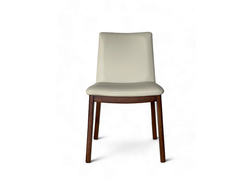 Antonia Solid Wood Dining Chair (Top Grain Leather), Beige