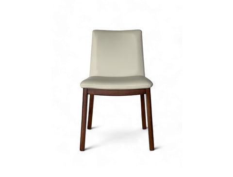 Antonia Solid Wood Dining Chair (Top Grain Leather), Beige