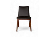 Antonia Solid Wood Dining Chair (Top Grain Leather), Dark Brown