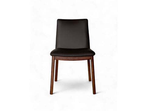 Antonia Solid Wood Dining Chair (Top Grain Leather), Dark Brown