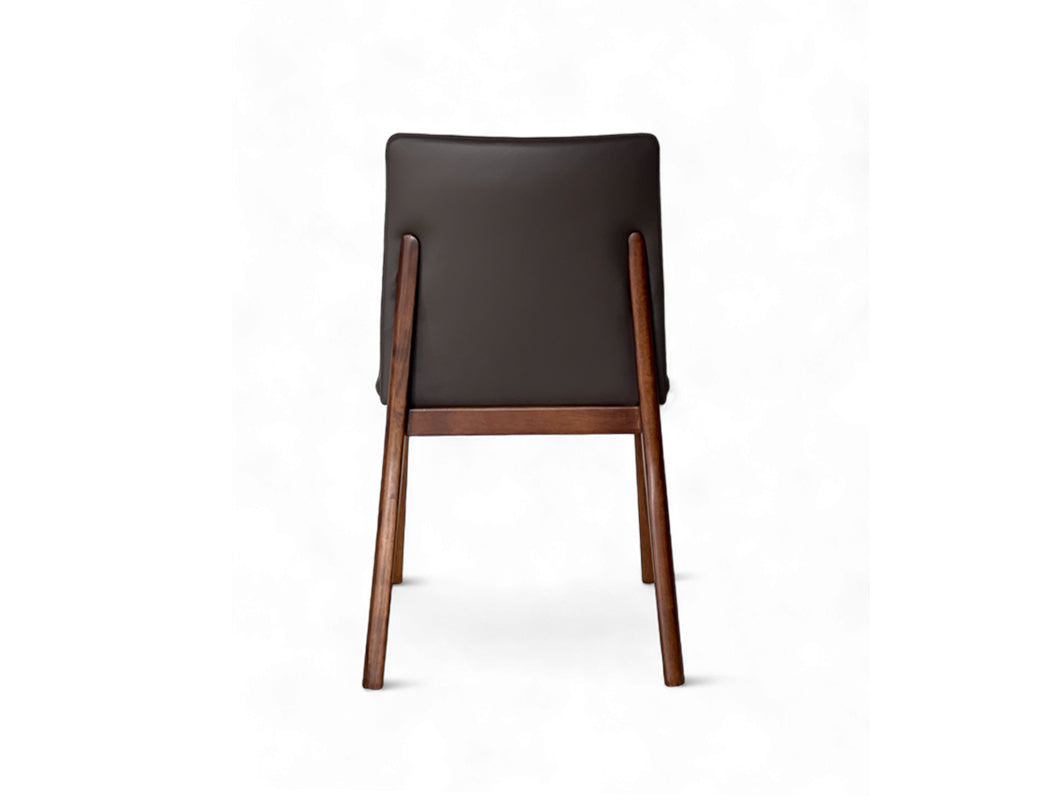 Antonia Solid Wood Dining Chair (Top Grain Leather), Dark Brown