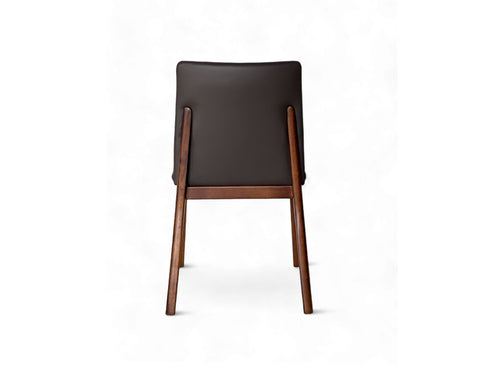 Antonia Solid Wood Dining Chair (Top Grain Leather), Dark Brown