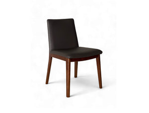 Antonia Solid Wood Dining Chair (Top Grain Leather), Dark Brown