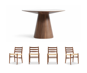 Aspen Dining Table (120cm) with 4 Harrison Chairs, Walnut Brown Set