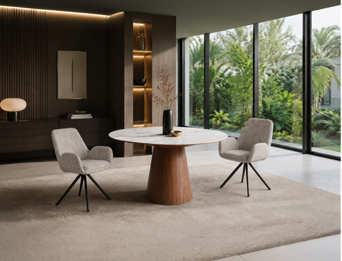 Aspen Round Dining Table, Sintered Stone (120cm)