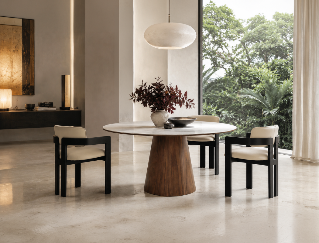Aspen Round Dining Table, Sintered Stone (135cm)