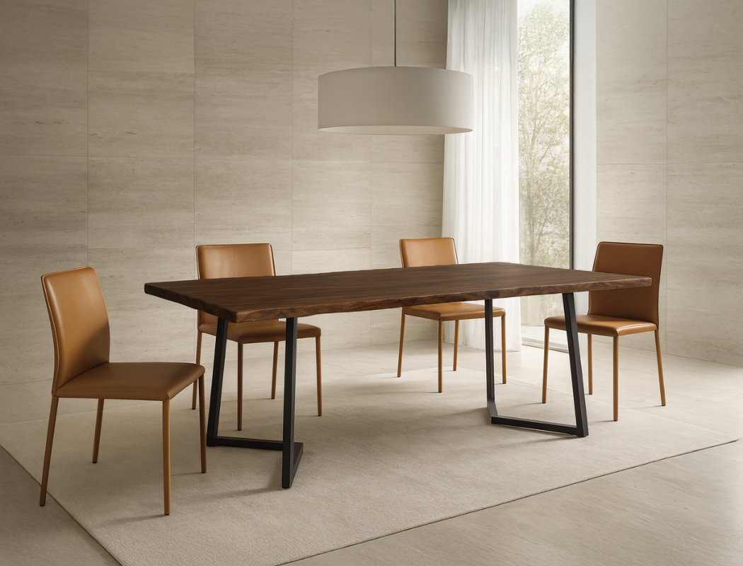 Aster Live Edge Solid Wood Dining Table, Dark Walnut (180cm)