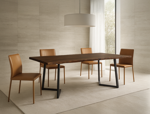 Aster Live Edge Solid Wood Dining Table, Dark Walnut (180cm)