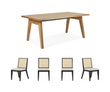 [CLEARANCE] Aubrey Dining Table (180cm) with 4 Lisbon Rattan Chairs Set