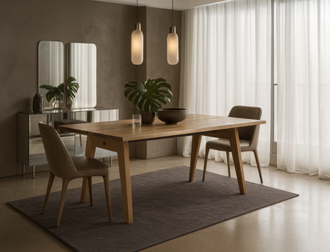 Aubrey Solid Wood Dining Table (180cm), American White Oak