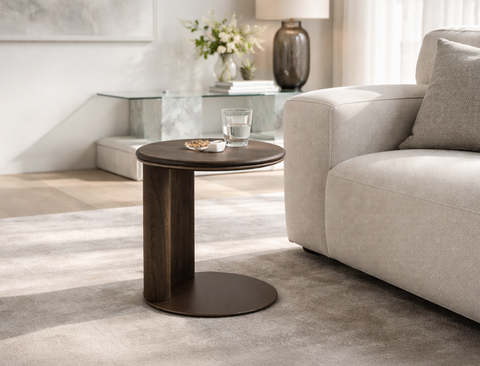 Aurelia C-Shaped Side Table, Smoked Oak