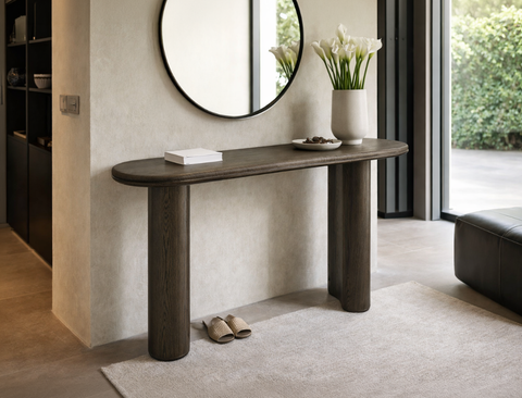 Aurelia Wood Console Table, Smoked Oak