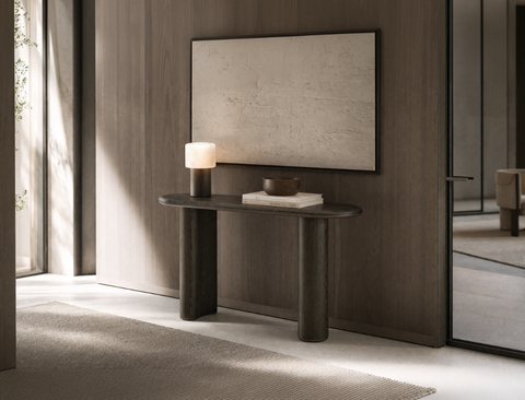 Aurelia Wood Console Table, Smoked Oak