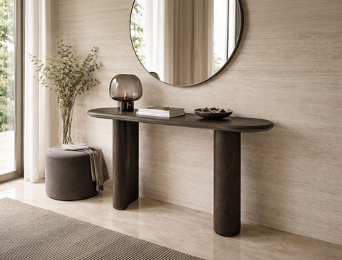 Aurelia Wood Console Table, Smoked Oak