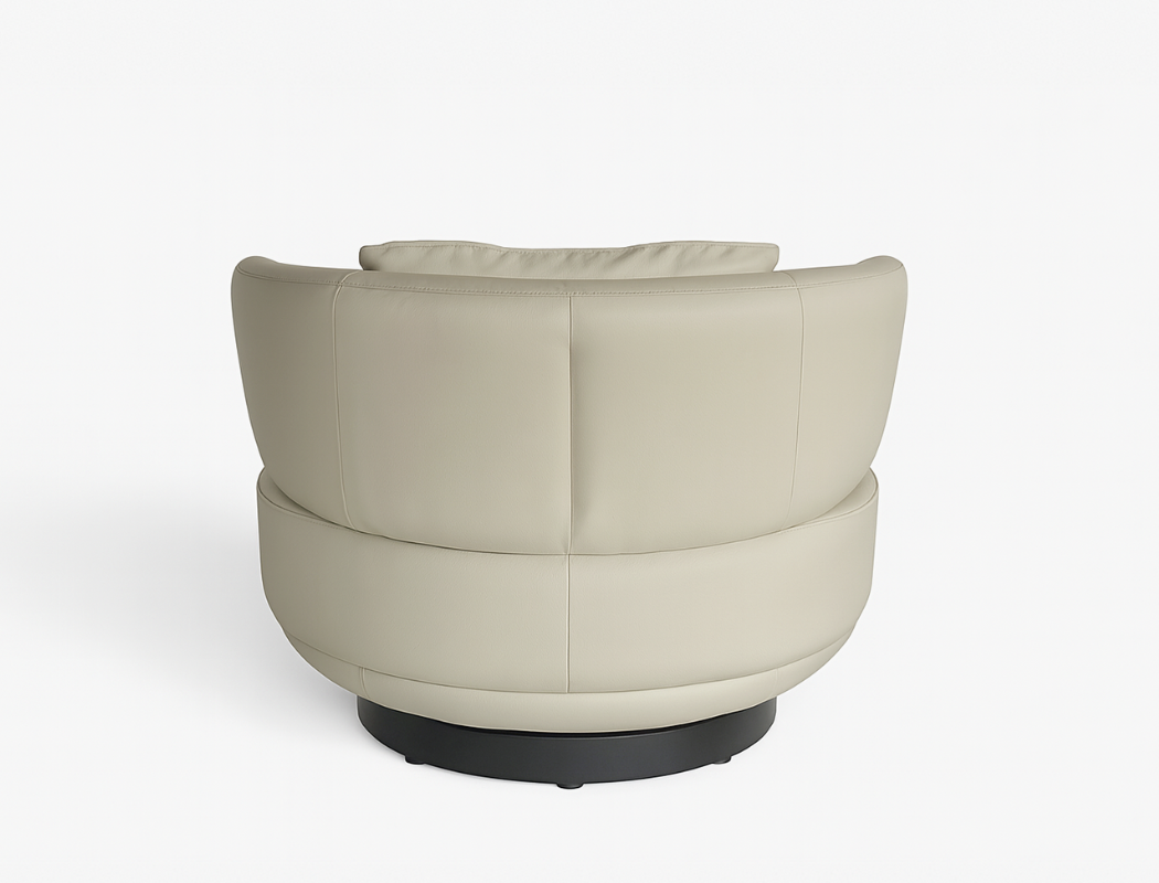Aurora Swivel Armchair (Top Grain Leather), Beige