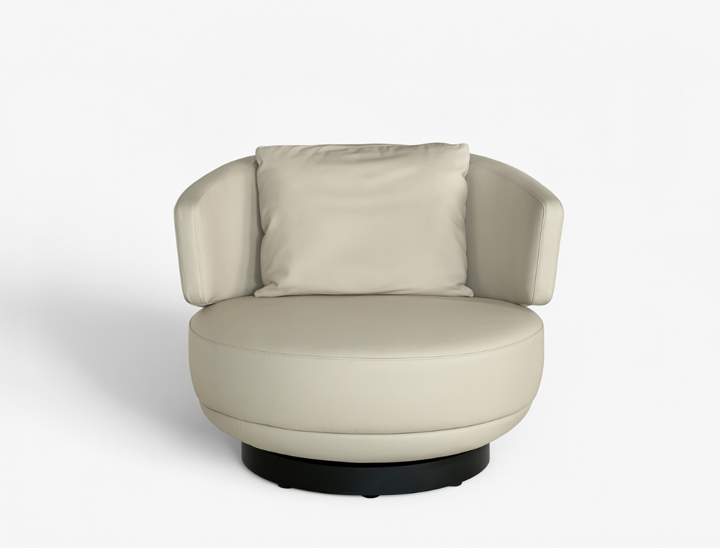Aurora Swivel Armchair (Top Grain Leather), Beige