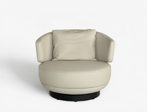 Aurora Swivel Armchair (Top Grain Leather), Beige