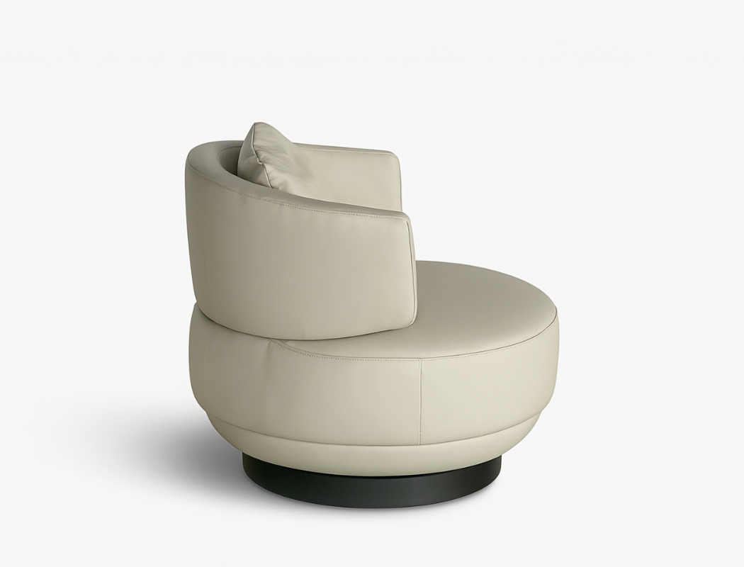 Aurora Swivel Armchair (Top Grain Leather), Beige
