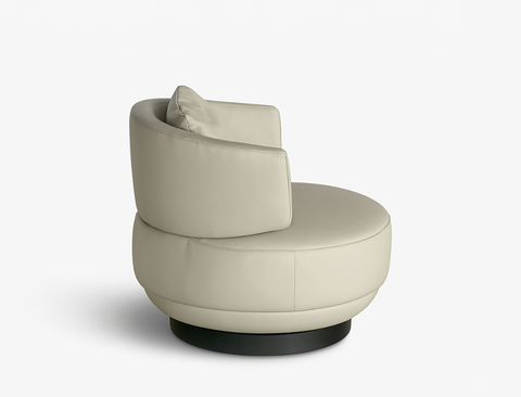Aurora Swivel Armchair (Top Grain Leather), Beige