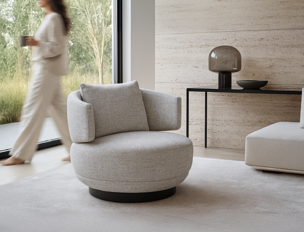 Aurora Swivel Armchair, Sand Grey