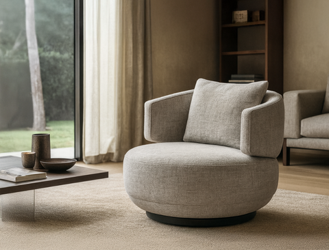 Aurora Swivel Armchair, Sand Grey