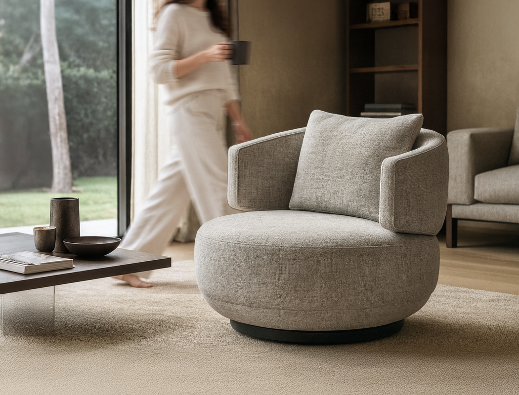 Aurora Swivel Armchair, Sand Grey