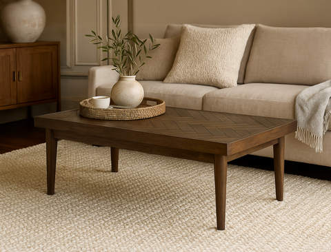 Austin Herringbone Solid Wood Coffee Table