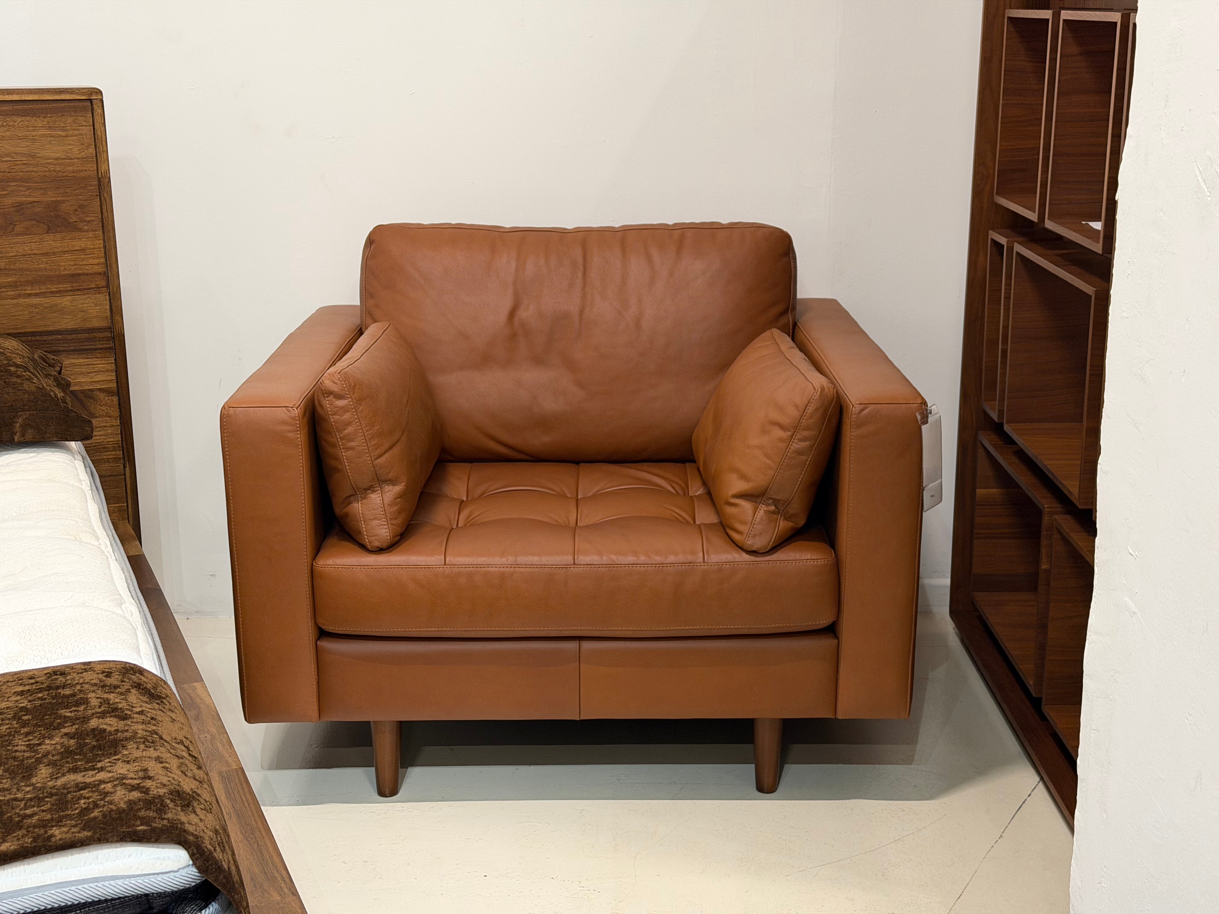 Boston Leather Armchair, Cinnamon Brown