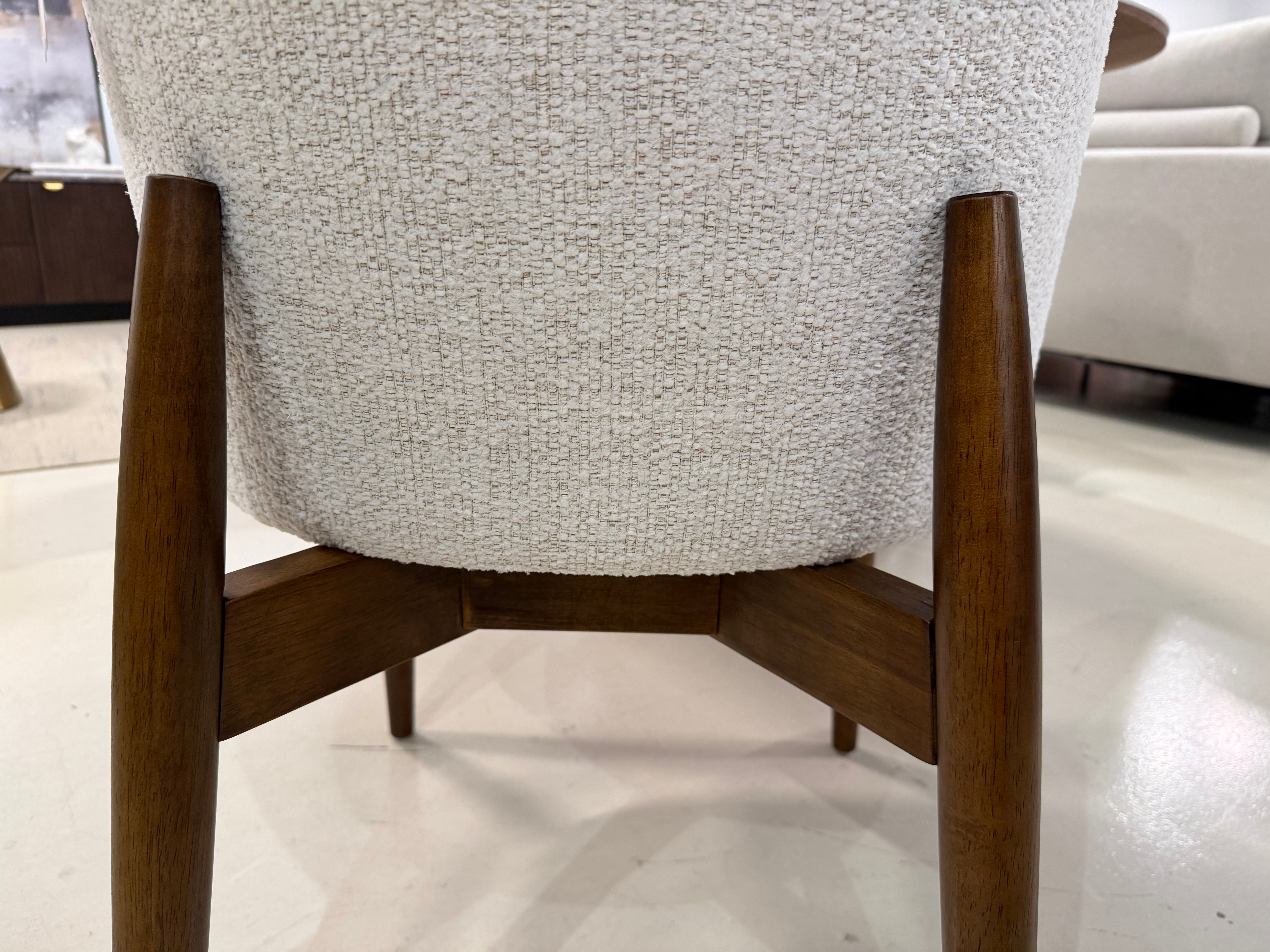 Beatrice Solid Wood Fabric Dining Chair, Chalk