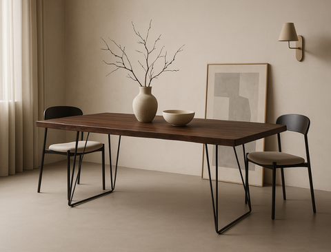 Barcelona Live Edge Solid Wood Dining Table, Dark Walnut (180cm)