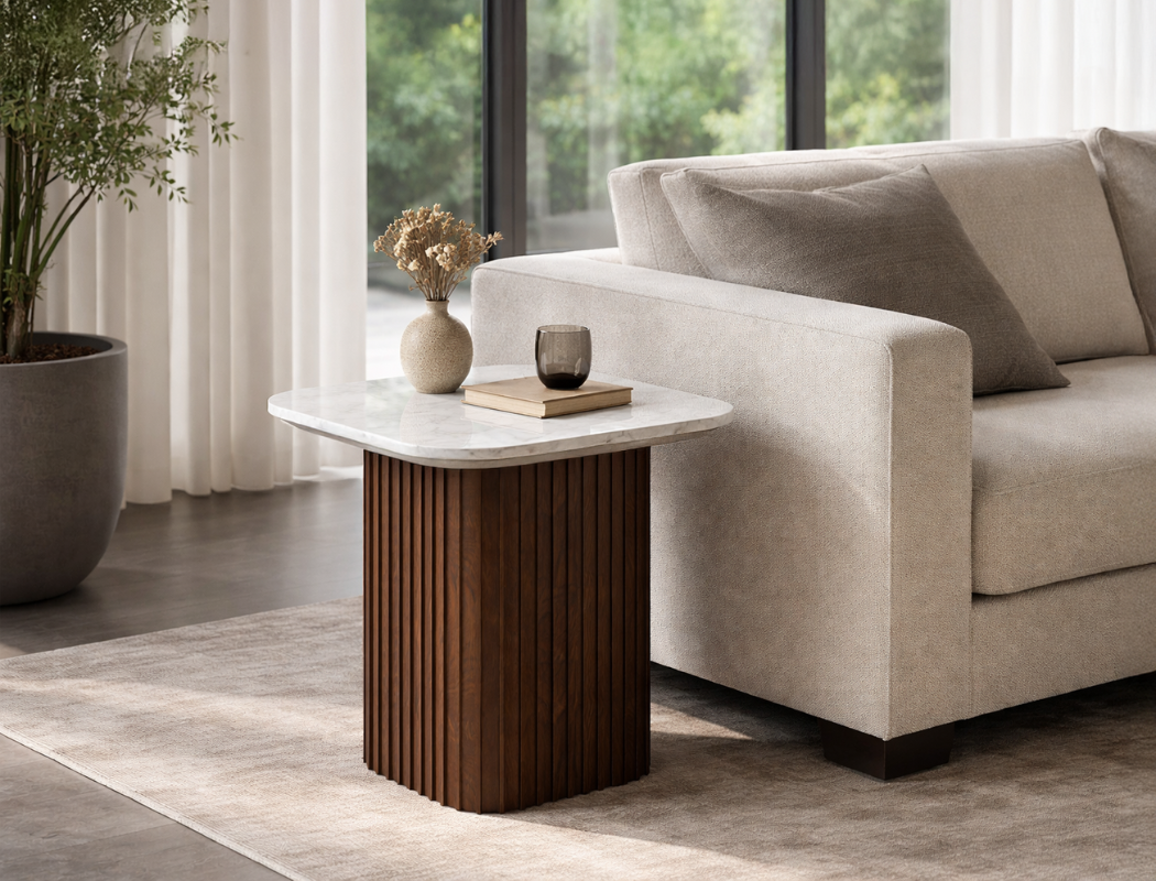 Bari Marble Side Table, White