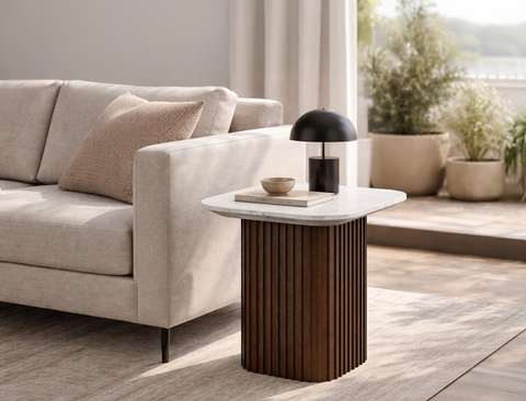 Bari Marble Side Table, White