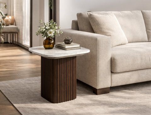 Bari Marble Side Table, White