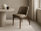 Beatrice Solid Wood Dining Chair (Top Grain Leather), Taupe