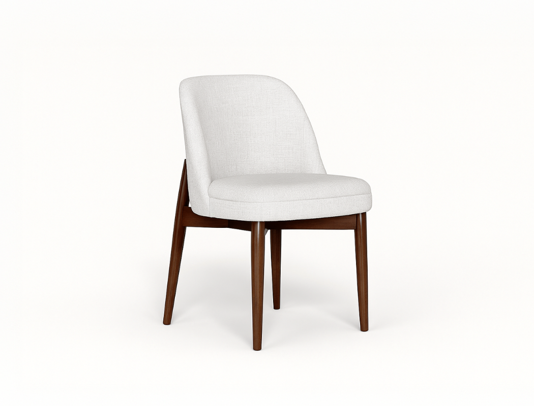 Beatrice Solid Wood Fabric Dining Chair, Chalk