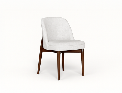 Beatrice Solid Wood Fabric Dining Chair, Chalk