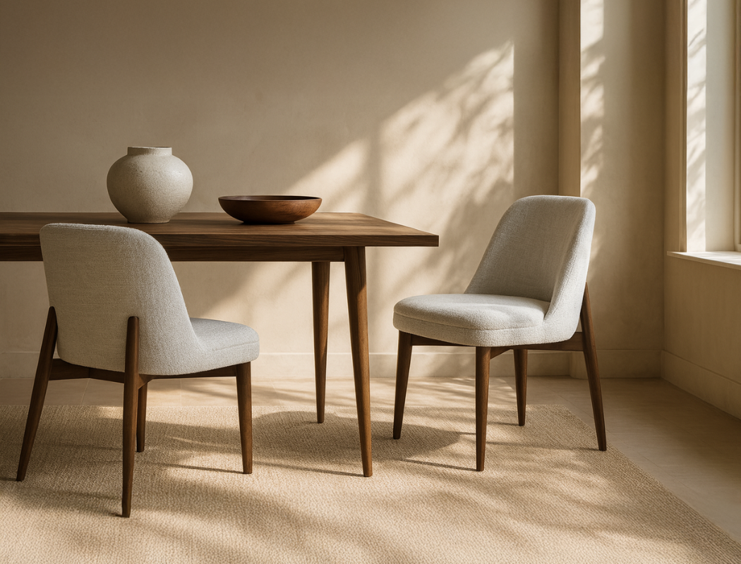 Beatrice Solid Wood Fabric Dining Chair, Chalk