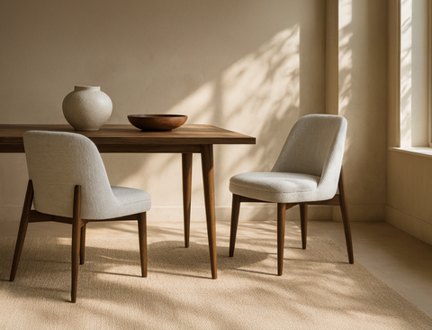 Beatrice Solid Wood Fabric Dining Chair, Chalk