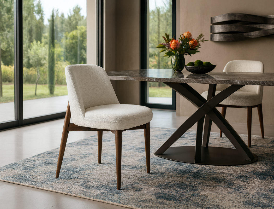 Beatrice Solid Wood Fabric Dining Chair, Chalk