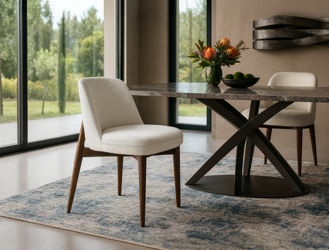 Beatrice Solid Wood Fabric Dining Chair, Chalk