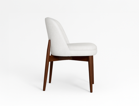 Beatrice Solid Wood Fabric Dining Chair, Chalk