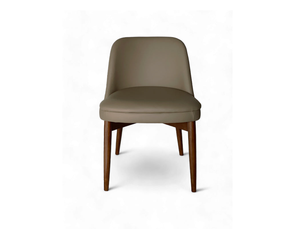Beatrice Solid Wood Dining Chair (Top Grain Leather), Taupe