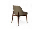 Beatrice Solid Wood Dining Chair (Top Grain Leather), Taupe