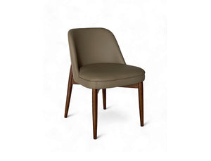 Beatrice Solid Wood Dining Chair (Top Grain Leather), Taupe